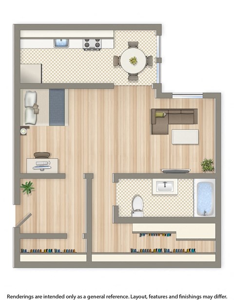 a floor plan of a house with a bedroom and a living room